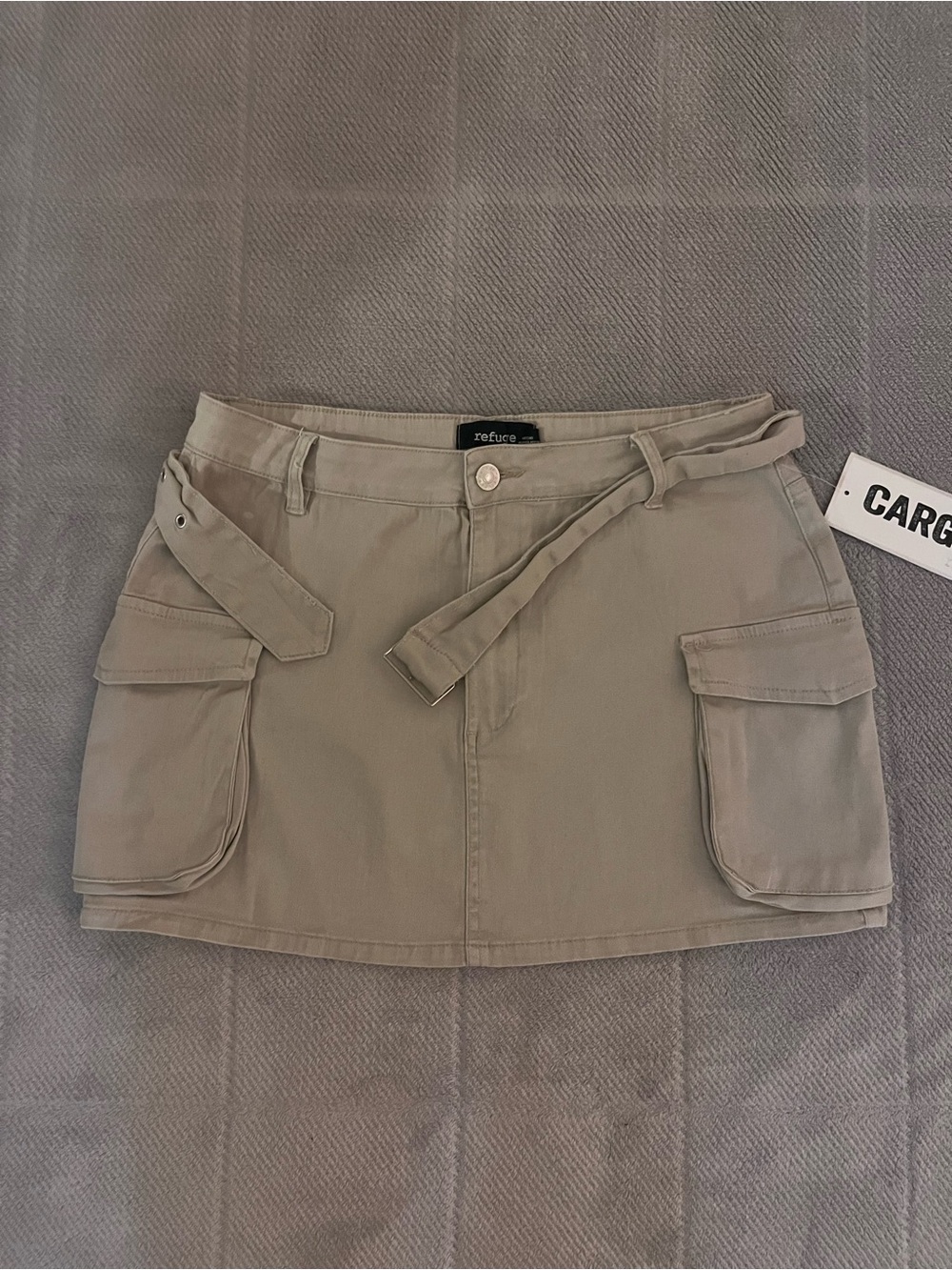 Beige Cargo Mini Skirt Shorts